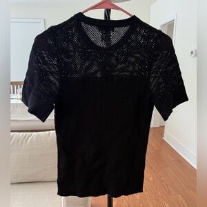 DKNY Elegant Black Lace Short Sleeve Top